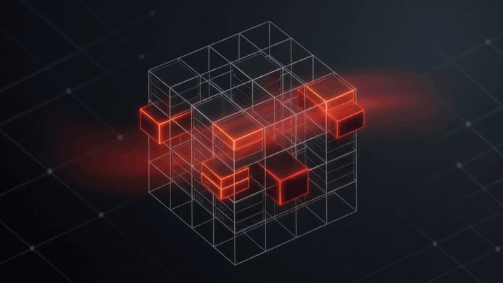 Abstract isometric lattice of server modules docking into place as MondFx execution infrastructure is upgraded.